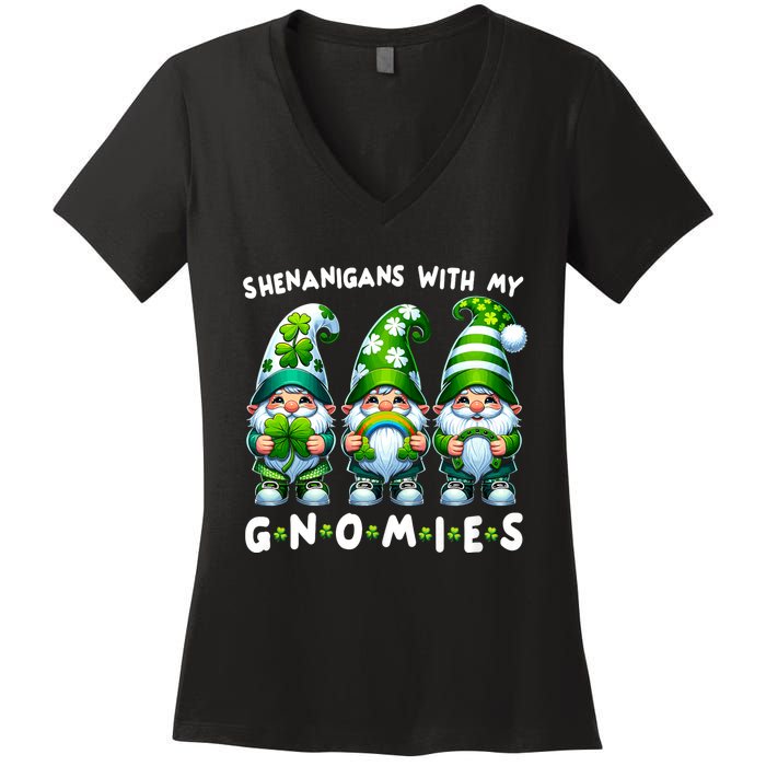 St Patricks Day Shenanigans With My Gnomies Women's V-Neck T-Shirt