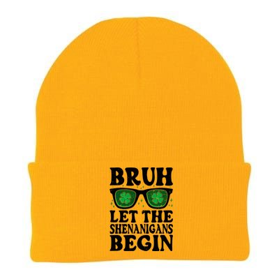 St Patricks Day Bruh Let The Shenanigans Begin Shamrock Clover Sun Glasses Knit Cap Winter Beanie