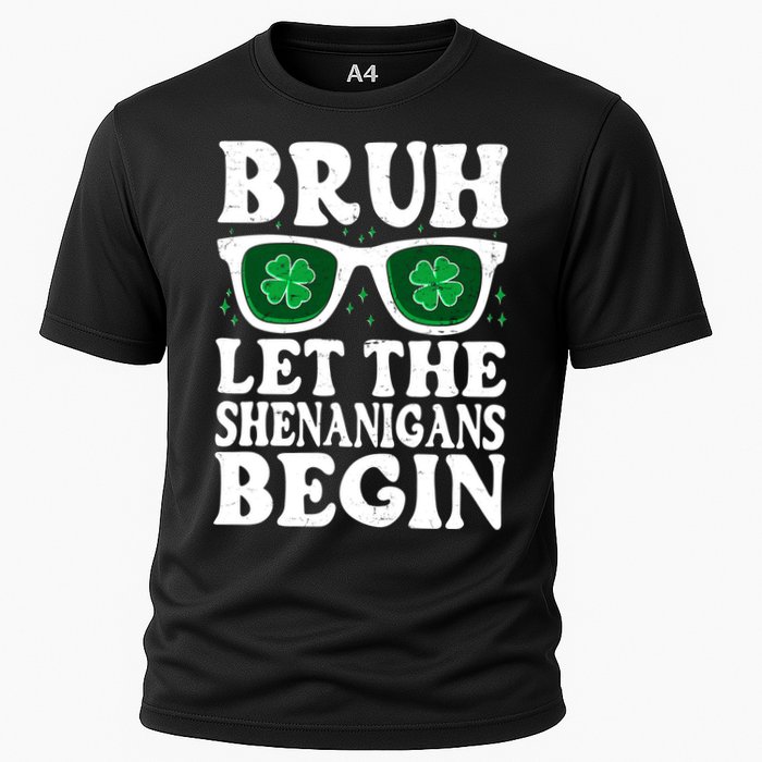 St Patricks Day Bruh Let The Shenanigans Begin Shamrock Clover Sun Glasses Cooling Performance Crew T-Shirt
