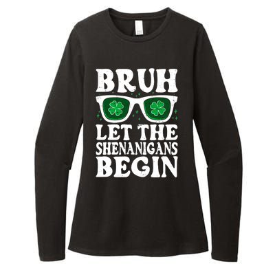 St Patricks Day Bruh Let The Shenanigans Begin Shamrock Clover Sun Glasses Womens CVC Long Sleeve Shirt