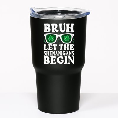 St Patricks Day Bruh Let The Shenanigans Begin Shamrock Clover Sun Glasses Tumbler