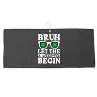 St Patricks Day Bruh Let The Shenanigans Begin Shamrock Clover Sun Glasses Large Microfiber Waffle Golf Towel
