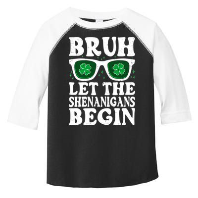 St Patricks Day Bruh Let The Shenanigans Begin Shamrock Clover Sun Glasses Toddler Fine Jersey T-Shirt