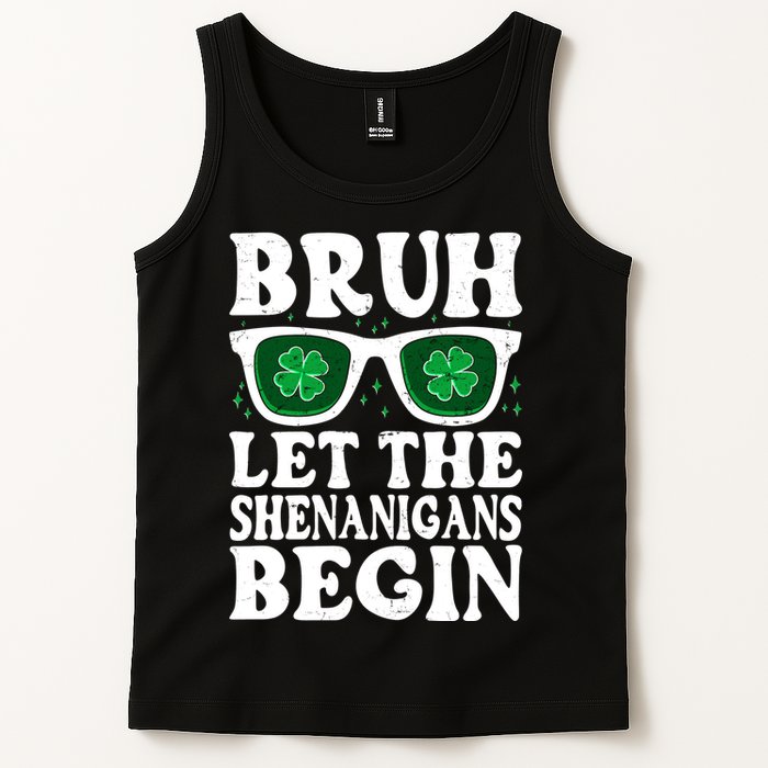 St Patricks Day Bruh Let The Shenanigans Begin Shamrock Clover Sun Glasses Tank Top
