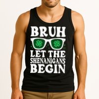 St Patricks Day Bruh Let The Shenanigans Begin Shamrock Clover Sun Glasses Tank Top