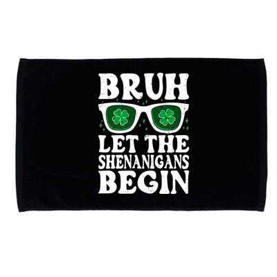 St Patricks Day Bruh Let The Shenanigans Begin Shamrock Clover Sun Glasses Microfiber Hand Towel