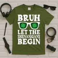 St Patricks Day Bruh Let The Shenanigans Begin Shamrock Clover Sun Glasses T-Shirt