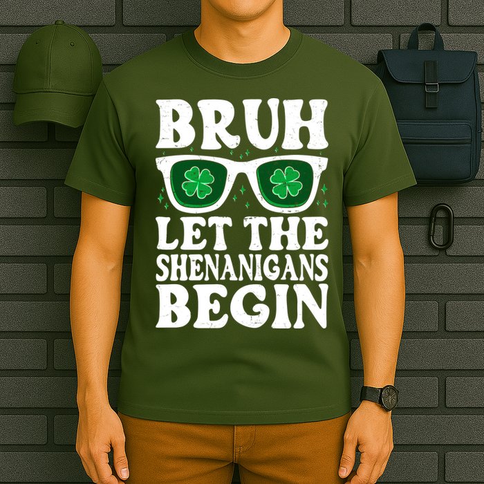 St Patricks Day Bruh Let The Shenanigans Begin Shamrock Clover Sun Glasses T-Shirt