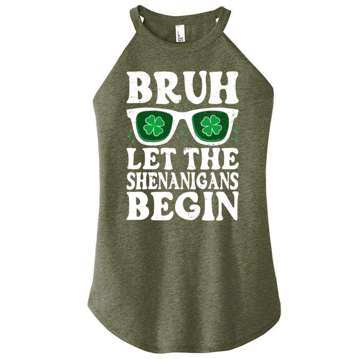 St Patricks Day Bruh Let The Shenanigans Begin Shamrock Clover Sun Glasses Women's Perfect Tri Rocker Tank