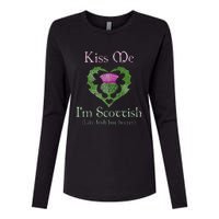 St. Patricks Day Funny Scottish Kiss Me Im Scottish Womens Cotton Relaxed Long Sleeve T-Shirt