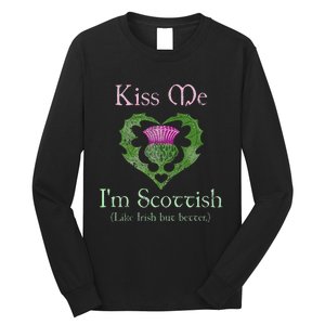 St. Patricks Day Funny Scottish Kiss Me Im Scottish Long Sleeve Shirt