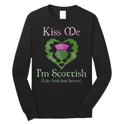 St. Patricks Day Funny Scottish Kiss Me Im Scottish Long Sleeve Shirt