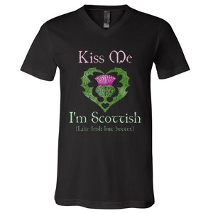 St. Patricks Day Funny Scottish Kiss Me Im Scottish V-Neck T-Shirt