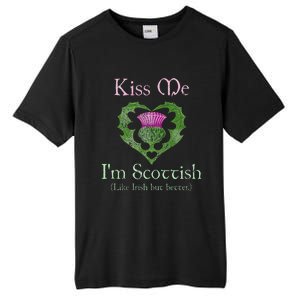 St. Patricks Day Funny Scottish Kiss Me Im Scottish Tall Fusion ChromaSoft Performance T-Shirt