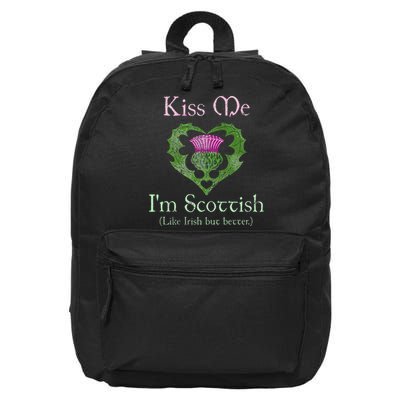 St. Patricks Day Funny Scottish Kiss Me Im Scottish 16 in Basic Backpack