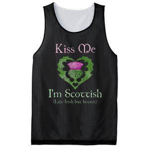 St. Patricks Day Funny Scottish Kiss Me Im Scottish Mesh Reversible Basketball Jersey Tank