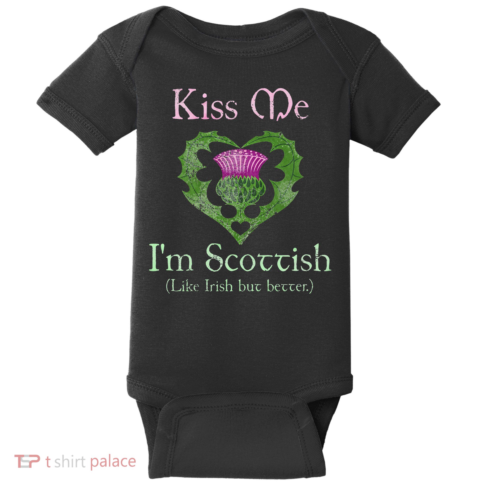St. Patricks Day Funny Scottish Kiss Me Im Scottish Baby Bodysuit