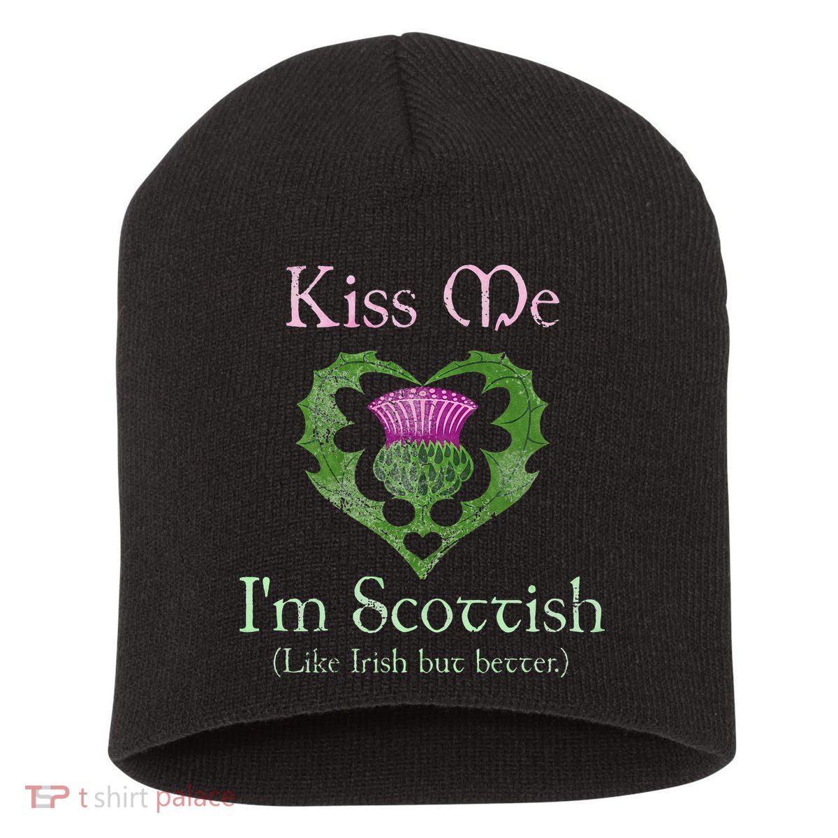 St. Patricks Day Funny Scottish Kiss Me Im Scottish Short Acrylic Beanie