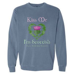 St. Patricks Day Funny Scottish Kiss Me Im Scottish Garment-Dyed Sweatshirt