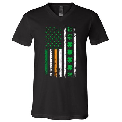 St. Patrick’s Day Shamrock Flag V-Neck T-Shirt