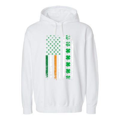 St. Patrick’s Day Shamrock Flag Garment-Dyed Fleece Hoodie