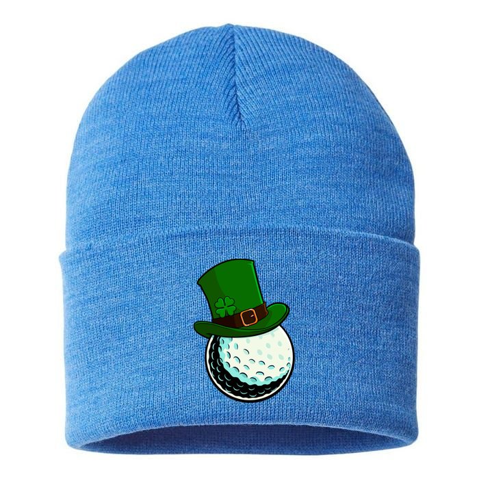 St Patricks Day Golf Lucky Leprechaun Shamrock Clovers Gift Sustainable Knit Beanie