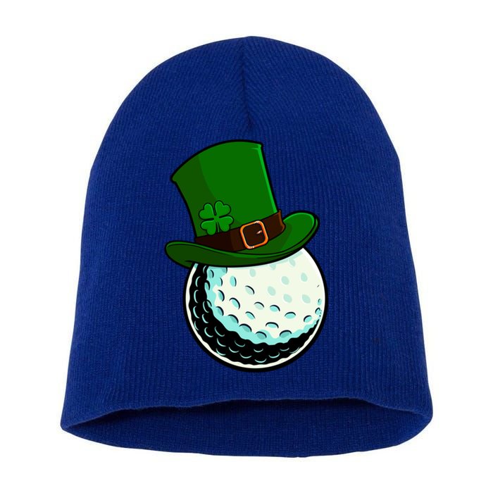 St Patricks Day Golf Lucky Leprechaun Shamrock Clovers Gift Short Acrylic Beanie