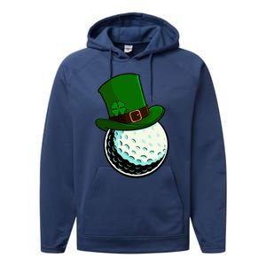 St Patricks Day Golf Lucky Leprechaun Shamrock Clovers Gift Performance Fleece Hoodie