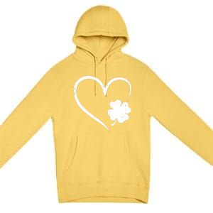 St Patricks day love with heart and shamrock clover Premium Pullover Hoodie