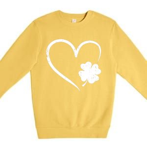 St Patricks day love with heart and shamrock clover Premium Crewneck Sweatshirt