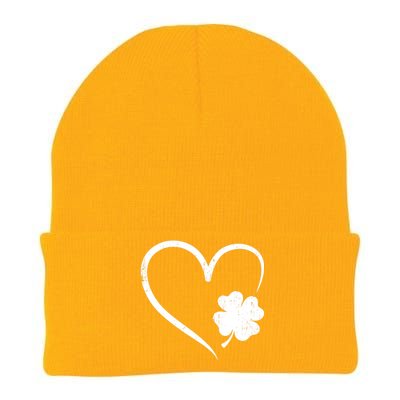 St Patricks day love with heart and shamrock clover Knit Cap Winter Beanie