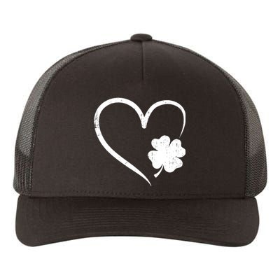 St Patricks day love with heart and shamrock clover Yupoong Adult 5-Panel Trucker Hat