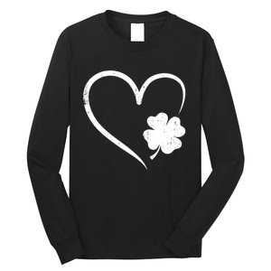 St Patricks day love with heart and shamrock clover Long Sleeve Shirt