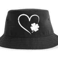 St Patricks day love with heart and shamrock clover Sustainable Bucket Hat