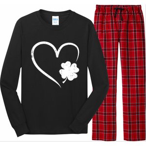 St Patricks day love with heart and shamrock clover Long Sleeve Pajama Set