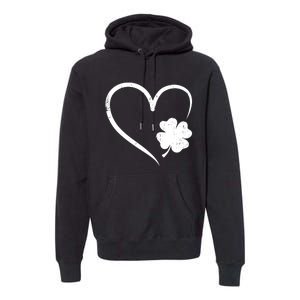 St Patricks day love with heart and shamrock clover Premium Hoodie