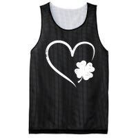 St Patricks day love with heart and shamrock clover Mesh Reversible Basketball Jersey Tank