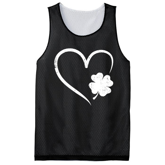 St Patricks day love with heart and shamrock clover Mesh Reversible Basketball Jersey Tank