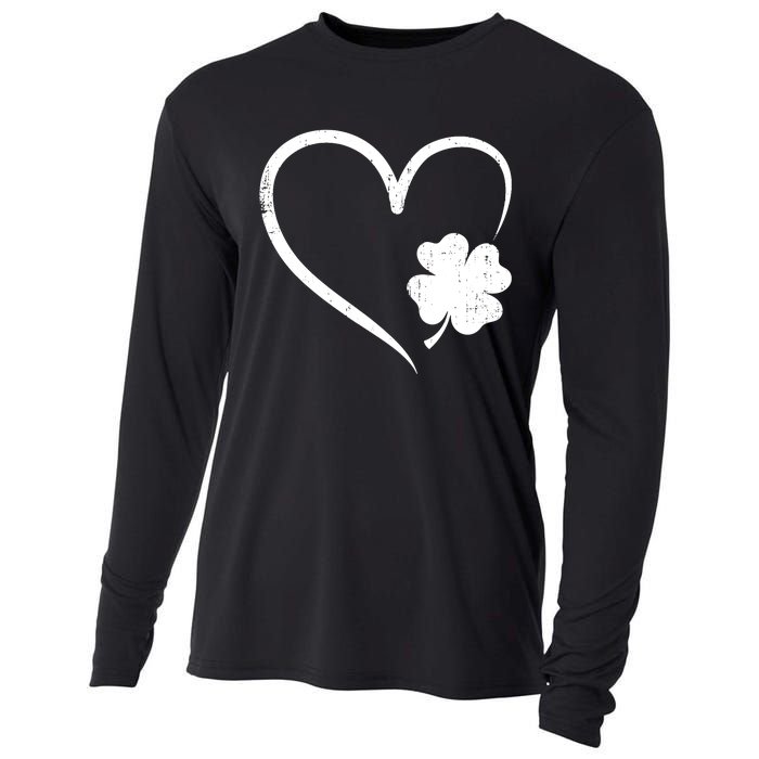 St Patricks day love with heart and shamrock clover Cooling Performance Long Sleeve Crew