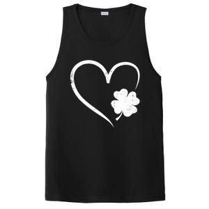 St Patricks day love with heart and shamrock clover PosiCharge Competitor Tank