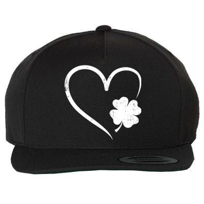 St Patricks day love with heart and shamrock clover Wool Snapback Cap