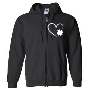 St Patricks day love with heart and shamrock clover Full Zip Hoodie