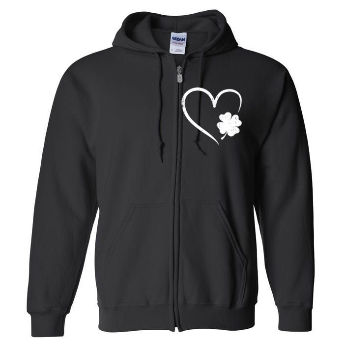 St Patricks day love with heart and shamrock clover Full Zip Hoodie