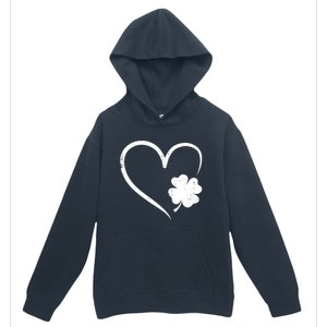 St Patricks day love with heart and shamrock clover Urban Pullover Hoodie