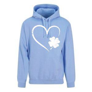 St Patricks day love with heart and shamrock clover Unisex Surf Hoodie