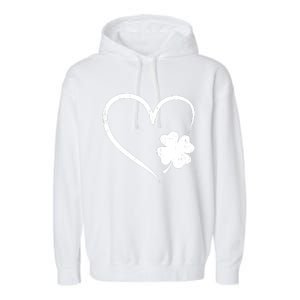 St Patricks day love with heart and shamrock clover Garment-Dyed Fleece Hoodie