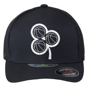 St Paddys Day Basketball Shamrock St Patricks Day Gift Flexfit Unipanel Trucker Cap