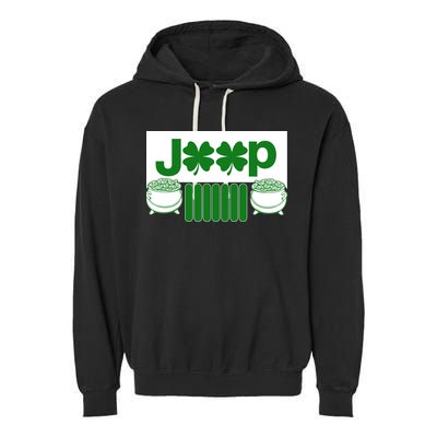 St Patrick's Day Shamrock Grille Garment-Dyed Fleece Hoodie