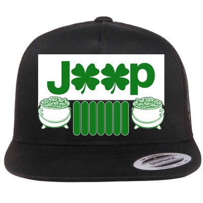 St Patrick's Day Shamrock Grille Flat Bill Trucker Hat