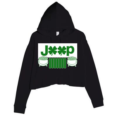 St Patrick's Day Shamrock Grille Crop Fleece Hoodie